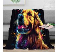 NGGADIWEG Estampado 3D GoldenRetriever Manta para Aire Acondicionado Microfibra Ropa de Cama Anti-Bolitas VibrantDigitalArte Plaid para Verano Suave para Estudiantes en Verano 60x80inch(150x200cm)