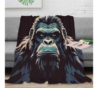 NGGADIWEG Estampado 3D Gorilla Cara Manta de salón Microfibra Ropa de Cama esponjosa Stylized Digital Arte Plaid de salón Lavable para jóvenes en casa compartida 40x50inch(100x130cm)