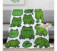 NGGADIWEG Estampado 3D Green Frog Icons Plaid térmico Microfibra Ropa de Cama Anti-Bolitas Dibujo Animado Anima Manta térmica Suave y cálida no desprende Pelusa para Noches frías 50x60inch(127x152cm)