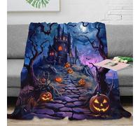 NGGADIWEG Estampado 3D Halloween Castle Manta para Todas Las Estaciones Microfibra Ropa de Cama versátil Spooky Night Scene frazada Suave 50x60inch(127x152cm)