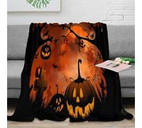 NGGADIWEG Estampado 3D Halloween Decor Plaid térmico Microfibra Ropa de Cama Premium Spooky Night Scene Manta térmica no desprende Pelusa para Regalos de Invierno 50x60inch(127x152cm)