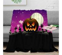 NGGADIWEG Estampado 3D Halloween Pumpkin Manta de habitación Microfibra Ropa de Cama Lavable Spooky Night Manta de Cama Anti-Bolitas para jóvenes en habitación 60x80inch(150x200cm)