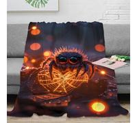 NGGADIWEG Estampado 3D Halloween Spider Manta de Viaje Microfibra Ropa de Cama Anti-Bolitas Spooky Night Scene Manta de Oficina compacta y Suave Lavable para Oficina 50x60inch(127x152cm)
