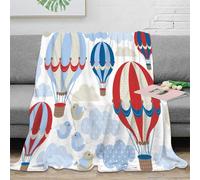 NGGADIWEG Estampado 3D Hot Air Balloons frazada Microfibra Ropa de Cama Lavable Vintage Children Decor Plaid de frazada Anti-Bolitas para Regalos para familias 80×90inch(200x230cm)