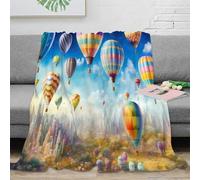 NGGADIWEG Estampado 3D Hot Air Balloons frazada Microfibra Ropa de Cama Transpirable Colorido Sky Arte Plaid de frazada Suave para Estudiantes Durante Clases Online 70×80inch(180x200cm)