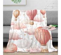 NGGADIWEG Estampado 3D Hot Air Balloons Manta de Cama Ropa de Cama cálida y esponjosa Pastel Whimsical Design Manta para Todas Las Estaciones Transpirable Suave para Todo el año 80×90inch(200x230cm)