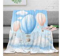 NGGADIWEG Estampado 3D Hot Air Balloons Manta de salón Microfibra Ropa de Cama no desprende Pelusa Pastel Sky ilustracion Plaid de salón cálido para jóvenes en casa con Amigos 70×80inch(180x200cm)