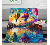 NGGADIWEG Estampado 3D Hot Air Balloons Manta Microfibra Ropa de Cama compacta y Suave Colorido Pintura Manta de Viaje Ligera para Estudiantes en traslados 40x50inch(100x130cm)