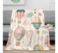 NGGADIWEG Estampado 3D Hot Air Balloons Manta térmica Microfibra Ropa de Cama no desprende Pelusa Vintage Whimsical de Manta de Cama cálida para jóvenes en Noches frías 80×90inch(200x230cm)