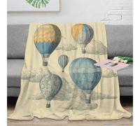 NGGADIWEG Estampado 3D Hot Air Balloons Plaid térmico Microfibra Ropa de Cama Premium Vintage ilustracion Manta térmica no desprende Pelusa para Regalos de Invierno 70×80inch(180x200cm)