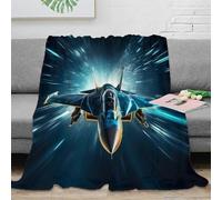 NGGADIWEG Estampado 3D Jet Fighter Speed Plaid de habitación Microfibra Ropa de Cama Esponjoso Digital Arte frazada Suave Anti-Bolitas Lavable para habitación 40x50inch(100x130cm)