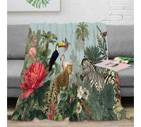 NGGADIWEG Estampado 3D Jungle Animals Plaid de sofá Microfibra Ropa de Cama no desprende Pelusa Exotic Wildlife Manta de sofá Suave para jóvenes en Relax 50x60inch(127x152cm)