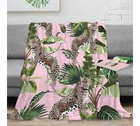 NGGADIWEG Estampado 3D Leopard Jungle Manta de Viaje Microfibra Ropa de Cama Anti-Bolitas Tropical Animal Print Plaid de Viaje Compacto para Regalos para aventureros 70×80inch(180x200cm)