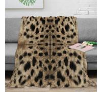 NGGADIWEG Estampado 3D Leopard Print Design Manta térmica Microfibra Ropa de Cama Ligera Animal Pattern Plaid térmico no desprende Pelusa para jóvenes en Invierno 70×80inch(180x200cm)