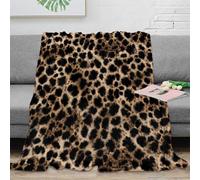NGGADIWEG Estampado 3D Leopard Print frazada Microfibra Ropa de Cama cálida Wild Animal Pattern Design Manta para Aire Acondicionado Ligera para oficinas Juveniles 80×90inch(200x230cm)
