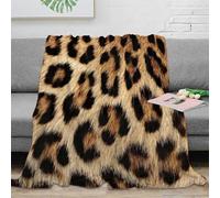 NGGADIWEG Estampado 3D Leopard Print frazada Microfibra Ropa de Cama esponjosa y cálida Wild Animal Manta térmica Transpirable Anti-Bolitas para Uso Diario 40x50inch(100x130cm)