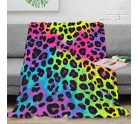 NGGADIWEG Estampado 3D Leopard Print Manta para Aire Acondicionado Microfibra Ropa de Cama Ligera Vibrant Animal Plaid para Verano Transpirable para Regalos de Verano atentos 50x60inch(127x152cm)