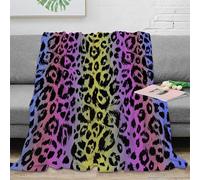 NGGADIWEG Estampado 3D Leopard Print Plaid térmico Microfibra Ropa de Cama Compacto Vibrant Animal Manta de Siesta Anti-Bolitas para Estudiantes Durante el Estudio 80×90inch(200x230cm)