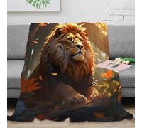 NGGADIWEG Estampado 3D Lion in Forest Plaid de sofá Microfibra Ropa de Cama cálido Wild Animal Arte Manta de salón Suave y Transpirable Lavable para salón 80×90inch(200x230cm)