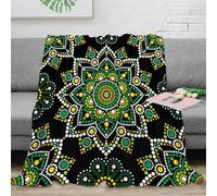 NGGADIWEG Estampado 3D Mandala Patterns Manta térmica Microfibra Ropa de Cama no desprende Pelusa Ethnic Dot Arte Plaid térmico Esponjoso y cálido Transpirable para Invierno 50x60inch(127x152cm)