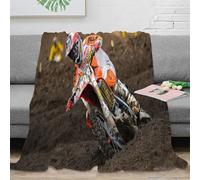 NGGADIWEG Estampado 3D Motocross Rider in Action Manta de sofá Microfibra Ropa de Cama Lavable Off-Road ra Manta de salón Anti-Bolitas para Regalos para el salón 60x80inch(150x200cm)
