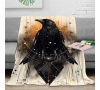 NGGADIWEG Estampado 3D Mystic Raven Manta de Cama Microfibra Ropa de Cama cálida y esponjosa Symbolic Arte Manta para Todas Las Estaciones Transpirable Suave para Todo el año 70×80inch(180x200cm)