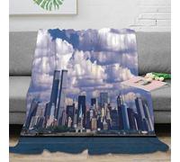 NGGADIWEG Estampado 3D New York Skyline Manta de Cama Microfibra Ropa de Cama compacta Urban Cityscape View Manta de habitación Suave para Estudiantes en dormitorios 80×90inch(200x230cm)