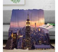 NGGADIWEG Estampado 3D NewYorkCityscape Plaid de sofá Microfibra Ropa de Cama no desprende Pelusa UrbanNightView Manta de sofá Suave para Regalos para el hogar 50x60inch(127x152cm)