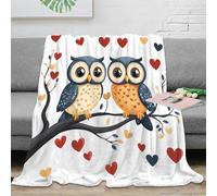 NGGADIWEG Estampado 3D Owl Couple Manta para Todas Las Estaciones Microfibra Ropa de Cama versátil Dibujo Animado Love ilustr frazada Suave 40x50inch(100x130cm)