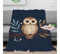 NGGADIWEG Estampado 3D Owl Sitting frazada Microfibra Ropa de Cama Premium Stylized Dibujo Animado Manta térmica Transpirable para Regalos para Familiares 50x60inch(127x152cm)