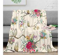 NGGADIWEG Estampado 3D Owls on Branches Manta térmica Microfibra Ropa de Cama no desprende Pelusa Floral Pattern Manta de Cama cálida para Regalos para Noches frías 70×80inch(180x200cm)