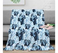 NGGADIWEG Estampado 3D Perro Retratos Manta de Cama Microfibra Ropa de Cama esponjosa y cálida Blue Stylized Arte Design Manta de sofá Lavable para Regalos de Bienvenida a casa 50x60inch(127x152cm)