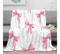 NGGADIWEG Estampado 3D Pink Bows Decor frazada Microfibra Ropa de Cama no desprende Pelusa Watercolor Whimsical Manta de Cama cálida para jóvenes en Familia 50x60inch(127x152cm)