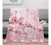 NGGADIWEG Estampado 3D Pink Cherry Blossoms Manta de Viaje Microfibra Ropa de Cama compacta Spring Floral Arte Manta de Viaje Suave para jóvenes en Vacaciones 70×80inch(180x200cm)