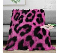 NGGADIWEG Estampado 3D Pink Leopard Print Manta de Cama Microfibra Ropa de Cama Anti-Bolitas Fashion Animal Pat Manta de Cama cálida para Regalos para Solteros y Parejas 70×80inch(180x200cm)