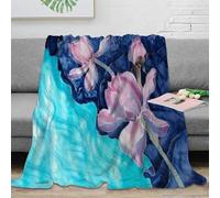 NGGADIWEG Estampado 3D Pink Lotus Flowers frazada Microfibra Ropa de Cama Suave y cálida Watercolor Floral Plaid de frazada no desprende Pelusa para jóvenes Amantes del Confort 40x50inch(100x130cm)