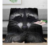 NGGADIWEG Estampado 3D Raccoon Closeup Manta de Oficina Microfibra Ropa de Cama Anti-Bolitas Wild Animal Retrato Manta de Descanso cálida para Trabajadores jóvenes 40x50inch(100x130cm)