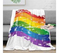 NGGADIWEG Estampado 3D Rainbow-Flag-Arte Manta de Cama Microfibra Ropa de Cama Lavable Vibrant-Stylized-de Plaid de Cama Suave y cálido Anti-Bolitas para Uso Nocturno 40x50inch(100x130cm)