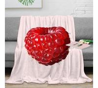 NGGADIWEG Estampado 3D Raspberry Fruit Manta de Descanso Microfibra Ropa de Cama Suave Natural Organic Plaid de Descanso cálido y Transpirable Lavable para Relax 70×80inch(180x200cm)