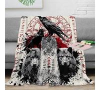 NGGADIWEG Estampado 3D Raven Symbol Manta de Cama Microfibra Ropa de Cama Anti-Bolitas Mythical Tattoo Arte Plaid de Cama Suave para Regalos atentos 40x50inch(100x130cm)