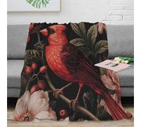 NGGADIWEG Estampado 3D Red Cardinal Bird Manta de Oficina Microfibra Ropa de Cama compacta Botanical Garden Arte Manta de Siesta Suave y cálida Lavable para pausas 70×80inch(180x200cm)