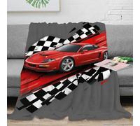 NGGADIWEG Estampado 3D Red Sports Car Manta de salón Microfibra Ropa de Cama Lavable en Lavadora Racing Graphic Design Manta de salón Suave para Regalos para casa Nueva 80×90inch(200x230cm)