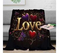 NGGADIWEG Estampado 3D Romantic Love Plaid térmico Microfibra Ropa de Cama Anti-Bolitas Golden Hearte Manta térmica Suave y cálida no desprende Pelusa para Noches frías 60x80inch(150x200cm)