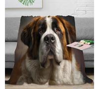 NGGADIWEG Estampado 3D Saint Bernard Manta de habitación Microfibra Ropa de Cama Elegante Perro Retrato Manta de Cama Suave para Regalos para recién Casados 50x60inch(127x152cm)