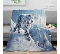 NGGADIWEG Estampado 3D Snow Leopard Manta térmica Microfibra Ropa de Cama Lavable Wild Mountain Scene Plaid térmico Anti-Bolitas para jóvenes en Invierno riguroso 60x80inch(150x200cm)