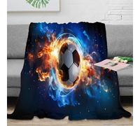 NGGADIWEG Estampado 3D Soccer Ball Fire Manta para Ropa de Cama no desprende Pelusa Dynamic Sports Design 1 Manta versátil Anti-Bolitas para Regalos para Cualquier ocasión 50x60inch(127x152cm)