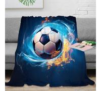 NGGADIWEG Estampado 3D Soccer Ball Fire Manta para Todas Las Estaciones Microfibra Ropa de Cama versátil Dynamic Sports Design frazada Suave 80×90inch(200x230cm)