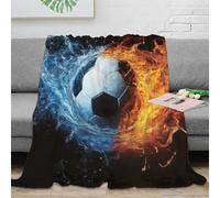 NGGADIWEG Estampado 3D Soccer Ball Fire Water Manta de salón Microfibra Ropa de Cama Anti-Bolitas Dynamic Sports Plaid de salón cálido para Regalos para salón Nuevo 80×90inch(200x230cm)