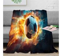 NGGADIWEG Estampado 3D SoccerBallFire Manta de Cama Microfibra Ropa de Cama esponjosa y cálida DynamicSportsArte Manta de sofá Lavable para Regalos de Bienvenida a casa 70×80inch(180x200cm)