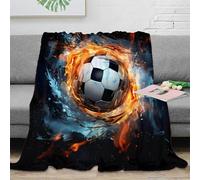 NGGADIWEG Estampado 3D SoccerBallFire Manta de Cama Microfibra Ropa de Cama Transpirable DynamicSportsArte Plaid de Cama Anti-Bolitas para Regalos para la habitación 50x60inch(127x152cm)
